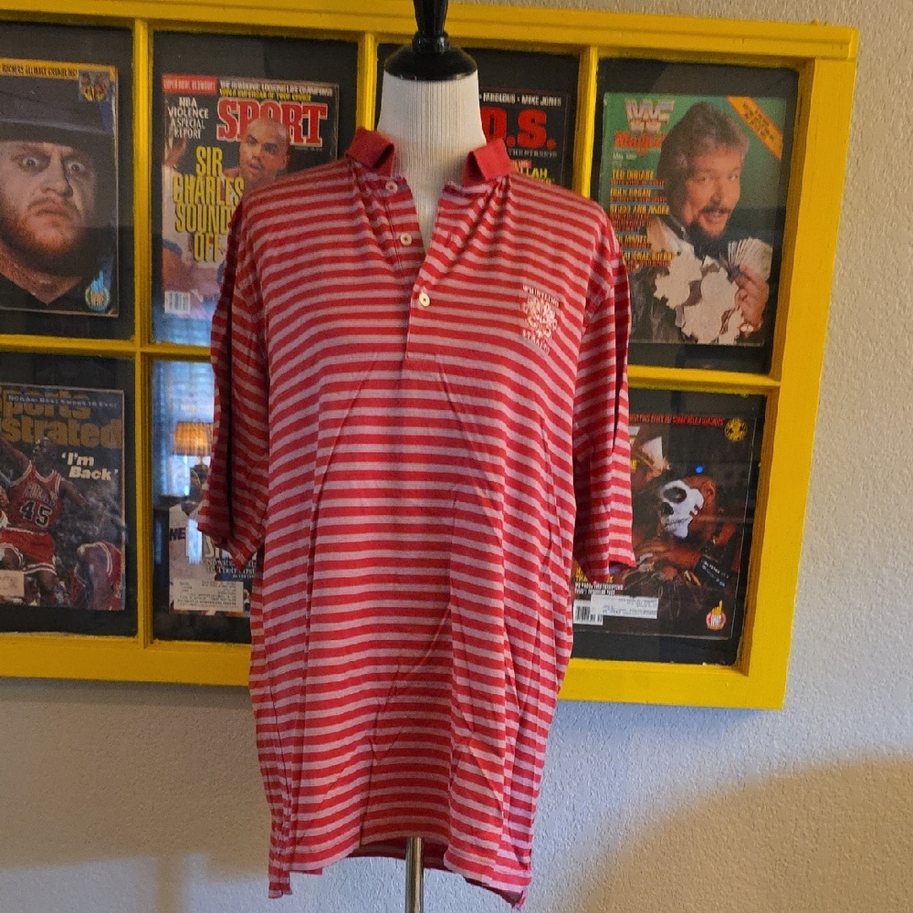 Fairway & Greene Red and White Polo with Classic Stripes